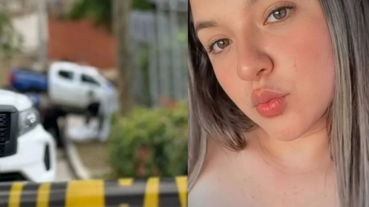 Retrato en primer plano de una joven junto a una escena custodiada con cinta perimetral de seguridad policial.