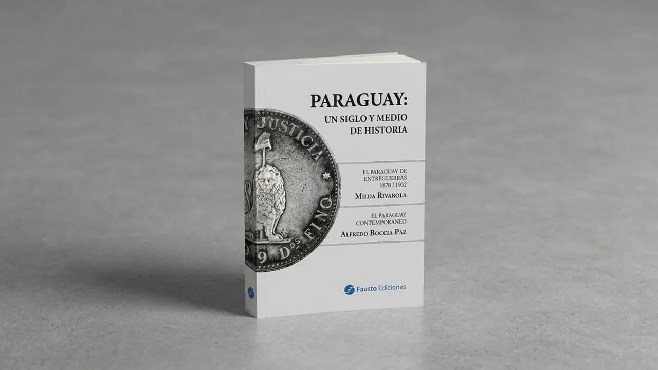 Portada del libro blanco con una moneda histórica grabada que destaca la figura de un león y el lema nacional.